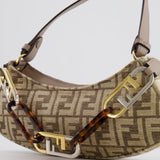 Fendi Brown O'Lock Swing FF Logo Shoulder Bag with Charms Details