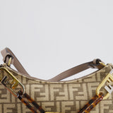 Fendi Brown O'Lock Swing FF Logo Shoulder Bag with Charms Details