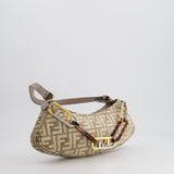 Fendi Brown O'Lock Swing FF Logo Shoulder Bag with Charms Details