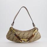 Fendi Brown O'Lock Swing FF Logo Shoulder Bag with Charms Details