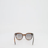 Fendi Brown Tortoiseshell and Wood-effect Round Sunglasses