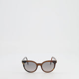 Fendi Brown Tortoiseshell and Wood-effect Round Sunglasses