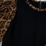 Dolce & Gabbana Black Dress with Leopard Silk Sleeves and Collar Size IT 42 (UK 10) RRP £1,450