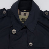 Burberry Navy Classic Trench Coat with Belt and Button Details Size UK 8