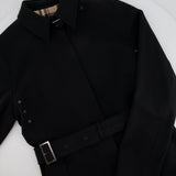 Burberry Black Classic Trench Coat with Belt Detail Size UK 8