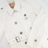 Burberry White Classic Trench Coat with Belt and Button Details Size UK 8