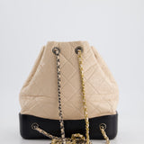 Chanel Nude, Black Mini Gabrielle Backpack in Aged Calfskin Leather with Ruthenium & Brushed Gold Hardware