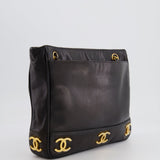 Chanel Vintage Black Small Tote Bag in Lambskin Leather with Gold CC Logos