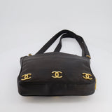 Chanel Vintage Black Small Tote Bag in Lambskin Leather with Gold CC Logos