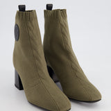 Hermès Jenna 60 Khaki Ankle Boots Size EU 36