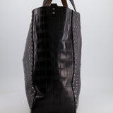 Valentino Black and Brown Reversible Crocodile Studded Tote Bag with Tone-on-Tone-Finish Hardware