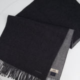 Hermès Dark Grey Two Tone Cashmere Scarf with Stitched Logo Size 160cm x 40cm