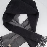 Hermès Dark Grey Two Tone Cashmere Scarf with Stitched Logo Size 160cm x 40cm