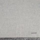 Hermès Grey Two Tone Cashmere Scarf with Stitched Logo Size 160cm x 43cm