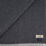 Hermès Grey Two Tone Cashmere Scarf with Stitched Logo Size 160cm x 43cm