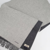 Hermès Grey Two Tone Cashmere Scarf with Stitched Logo Size 160cm x 43cm