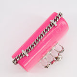 Alexander Mcqueen Hot Pink Croc-Embossed Mini Crossbody Bag with Skull Crystal Details RRP £1,940