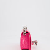 Alexander Mcqueen Hot Pink Croc-Embossed Mini Crossbody Bag with Skull Crystal Details RRP £1,940