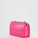 Alexander Mcqueen Hot Pink Croc-Embossed Mini Crossbody Bag with Skull Crystal Details RRP £1,940