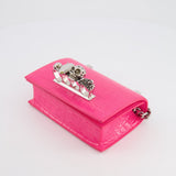 Alexander Mcqueen Hot Pink Croc-Embossed Mini Crossbody Bag with Skull Crystal Details RRP £1,940