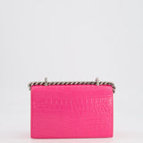 Alexander Mcqueen Hot Pink Croc-Embossed Mini Crossbody Bag with Skull Crystal Details RRP £1,940