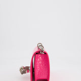 Alexander Mcqueen Hot Pink Croc-Embossed Mini Crossbody Bag with Skull Crystal Details RRP £1,940