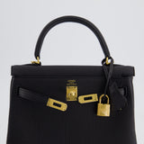 Hermès Kelly 25cm Retourne Bag in Noir Togo Leather and Gold Hardware