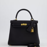 Hermès Kelly 25cm Retourne Bag in Noir Togo Leather and Gold Hardware