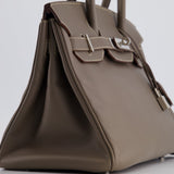 Hermès Birkin 30cm Retourne Bag Verso In Etain & Bleu Thalassa Epsom Leather with Palladium Hardware