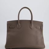 Hermès Birkin 30cm Retourne Bag Verso In Etain & Bleu Thalassa Epsom Leather with Palladium Hardware