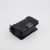 Chanel Black Patent Mini Boy Bag with Ruthenium Hardware