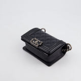 Chanel Black Patent Mini Boy Bag with Ruthenium Hardware