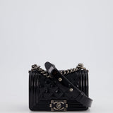 Chanel Black Patent Mini Boy Bag with Ruthenium Hardware