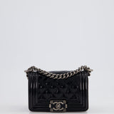 Chanel Black Patent Mini Boy Bag with Ruthenium Hardware