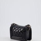 Chanel Black Patent Mini Boy Bag with Ruthenium Hardware