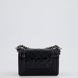 Chanel Black Patent Mini Boy Bag with Ruthenium Hardware