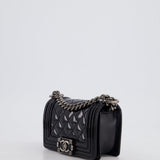 Chanel Black Patent Mini Boy Bag with Ruthenium Hardware