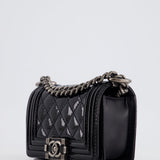 Chanel Black Patent Mini Boy Bag with Ruthenium Hardware