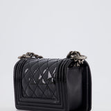 Chanel Black Patent Mini Boy Bag with Ruthenium Hardware