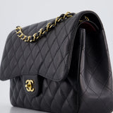 Chanel Black Jumbo Classic Double Flap Bag in Caviar Leather with Gold Hardware