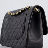 Chanel Black Jumbo Classic Double Flap Bag in Caviar Leather with Gold Hardware