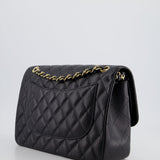 Chanel Black Jumbo Classic Double Flap Bag in Caviar Leather with Gold Hardware