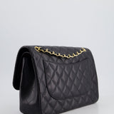 Chanel Black Jumbo Classic Double Flap Bag in Caviar Leather with Gold Hardware