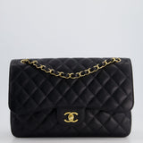 Chanel Black Jumbo Classic Double Flap Bag in Caviar Leather with Gold Hardware