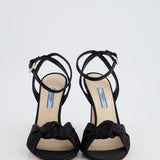 Prada Black Satin Bow Knot Front High Heel Size EU 37.5