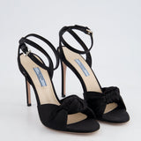 Prada Black Satin Bow Knot Front High Heel Size EU 37.5