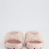 Prada Light Pink Shearling Slides Size EU 37.5