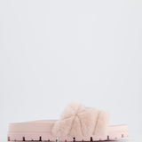 Prada Light Pink Shearling Slides Size EU 37.5