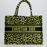 Christian Dior Medium Lime & Black Leopard Print Canvas Book Tote Bag RRP £2500