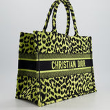 Christian Dior Medium Lime & Black Leopard Print Canvas Book Tote Bag RRP £2500